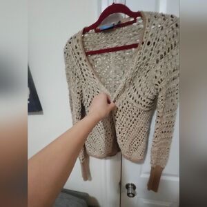 S golden honeycomb cardigan --small flaw